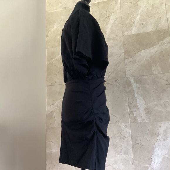 Free People Black Body Con Wrap Mini Dress, Medium, Open Draped Back, Boho Party - Picture 5 of 14